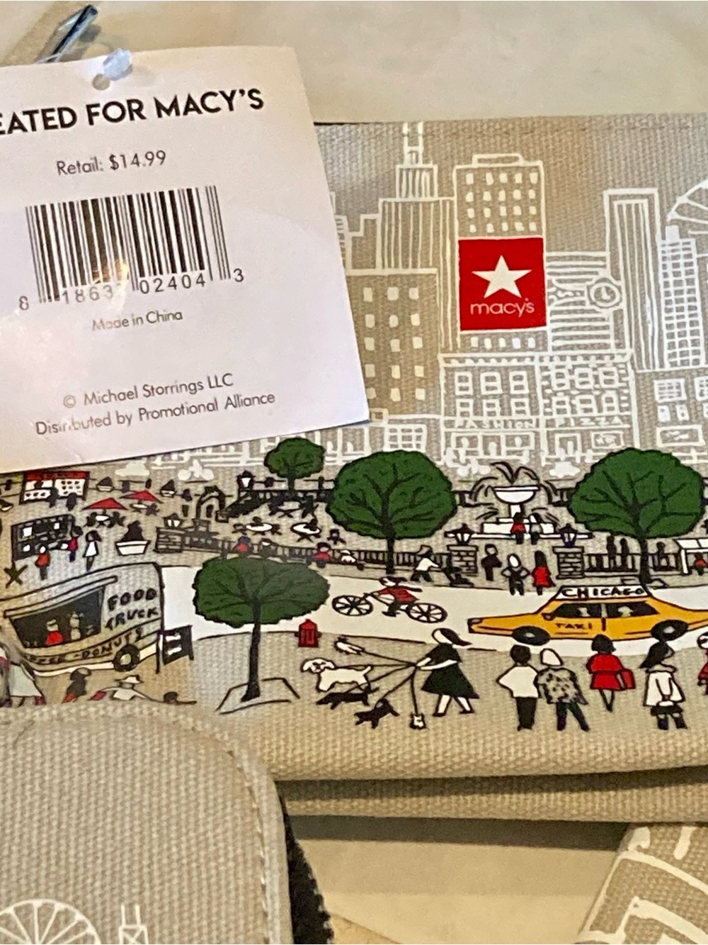 NWT New York City Canvas Tote Bag designed by Michael Storings for Macy's - Picture 6 of 12